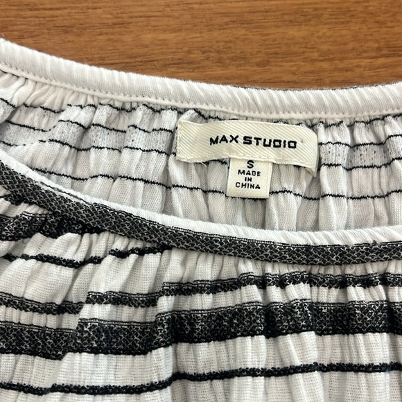 Max Studio Peasant Style Knit Top, Black & White Stripes, 3/4 Sleeves, Size S - Picture 7 of 13